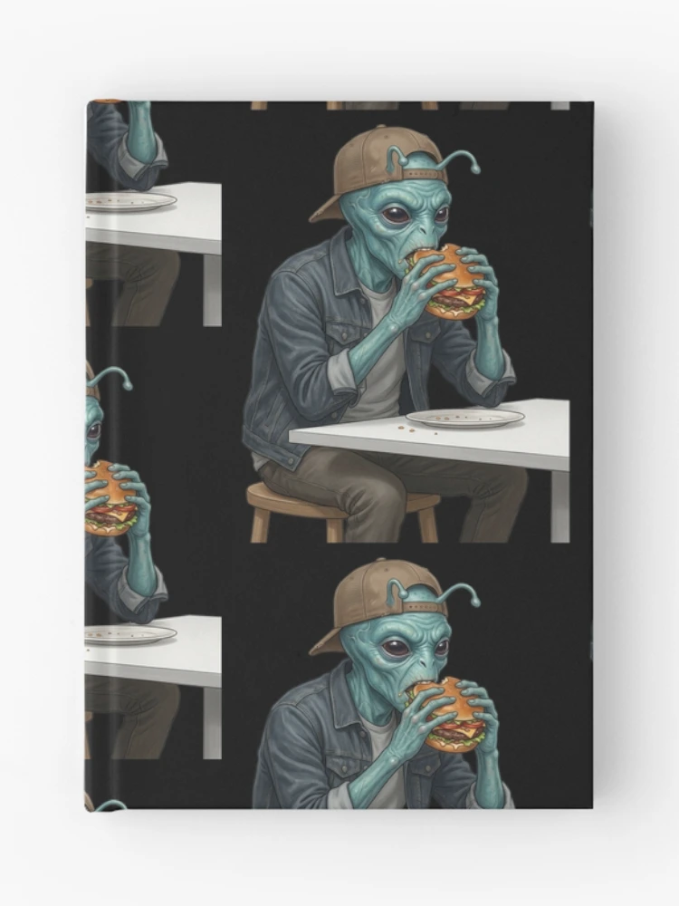 Thumbnail 1 of 3, Journal, Alien eats burger designed and sold by ReneMM.