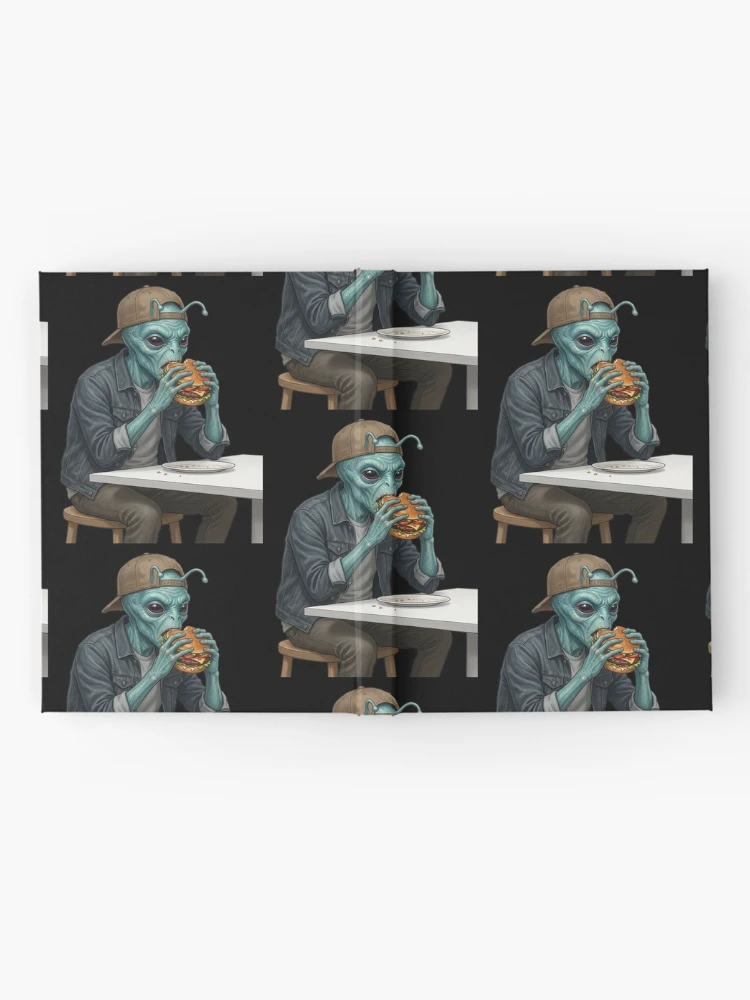 Thumbnail 2 of 3, Journal, Alien eats burger designed and sold by ReneMM.