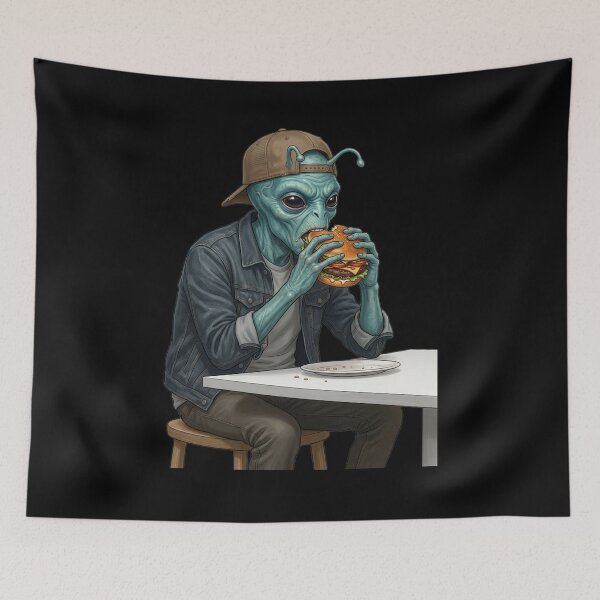 Item preview, Alien eats burger designed and sold by ReneMM.