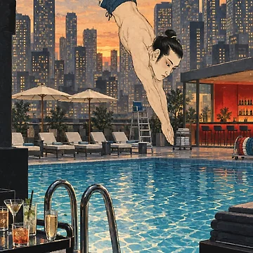 Artwork thumbnail, Springboard Dive Rooftop Pool by WAVE-JP