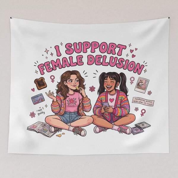 Item preview, I Support Female Delusion Retro Y2K Comic Girlhood Art designed and sold by LexaArtworks.