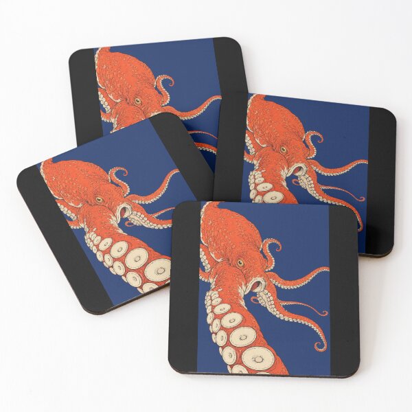 Item preview, Vermilion Octopus & Whirlpool Japanese Woodblock Style Tee designed and sold by WAVE-JP.