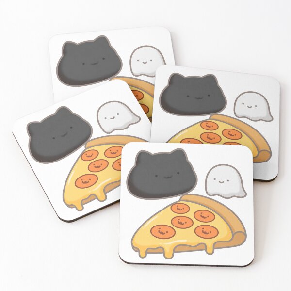 Item preview, Cute Black Cat Ghost Pizza Halloween Night Kawaii Sticker designed and sold by xiaoxiaochibi.
