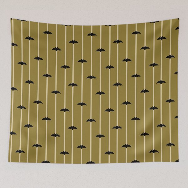 Item preview, Vintage Halloween Black Bats Stripes – Antique Gold designed and sold by susycosta.