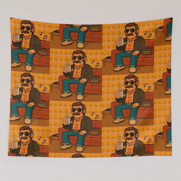Item preview, A man sitting on a sofa with a cup of drink, retro style image designed and sold by Zhanna LL.