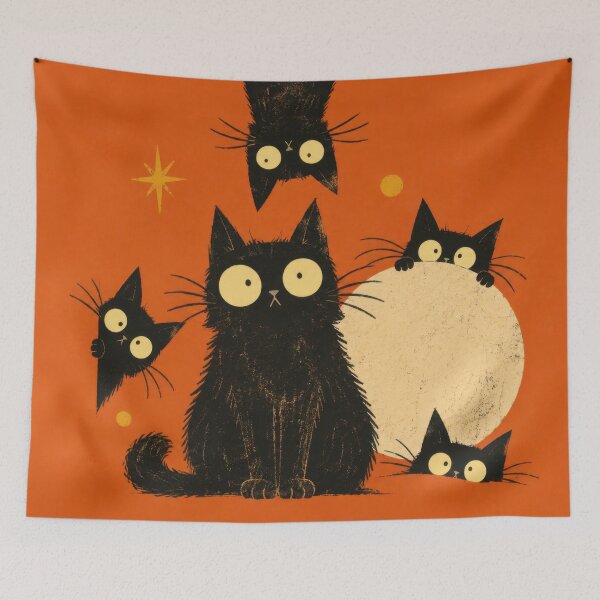 Item preview, Fun black cats with a full moon designed and sold by anytka.