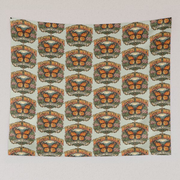 Item preview, Western Monarch Butterfly – Protect the Migration Vintage Botanical Design designed and sold by Nathan28ings.