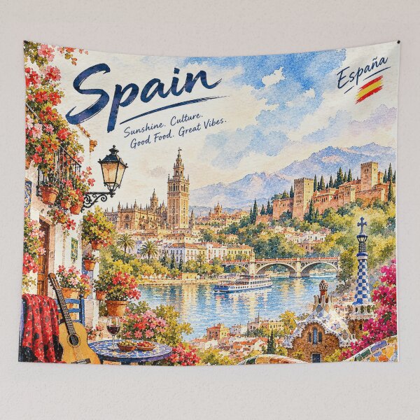 Item preview, Spain Watercolor Landscape – Spanish Architecture & Mediterranean Charm designed and sold by TeikunShop.