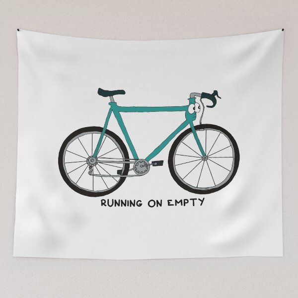 Item preview, Running On Empty Bicycle Sticker | Funny Cycling Energy Visual Pun designed and sold by MyxaART.