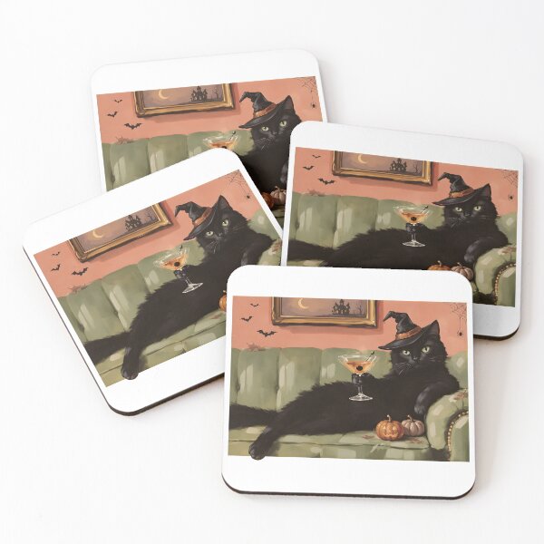 Item preview, Black Cat Witch Martini Elegant Halloween Night designed and sold by GiaoCalonas.