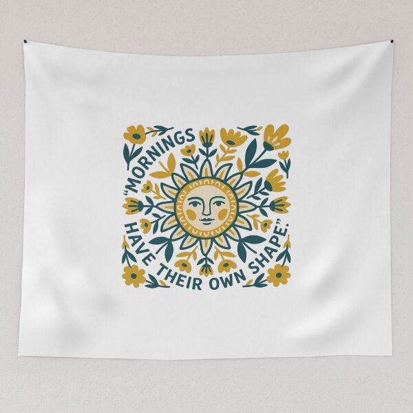 Item preview, Celestial Sun Face with Golden Florals Folk Art Illustration designed and sold by SHOP-Corner.