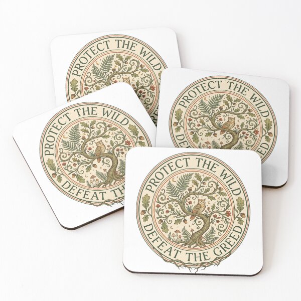 Item preview, Protect the Wild Defeat the Greed Vintage Emblem Eco Activist Art designed and sold by LexaArtworks.