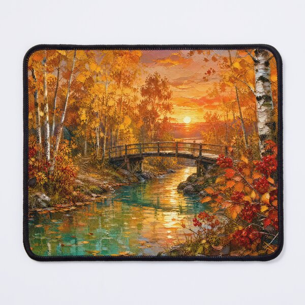 Item preview, Autumn Forest Stream with Wooden Bridge designed and sold by AnnArtshock.