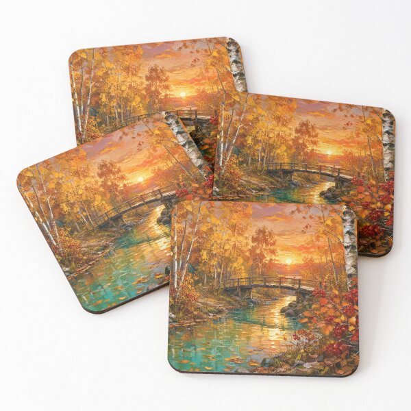 Item preview, Autumn Forest Stream with Wooden Bridge designed and sold by AnnArtshock.