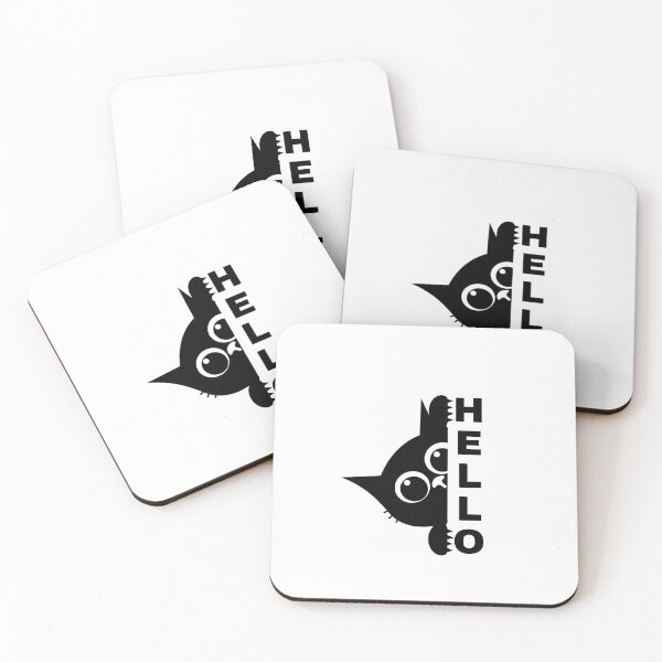 Item preview, Cute Black Cat Hello – Minimalist Cat Lover Design designed and sold by Appu6667.