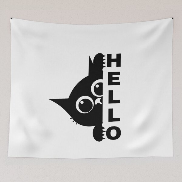 Item preview, Cute Black Cat Hello – Minimalist Cat Lover Design designed and sold by Appu6667.