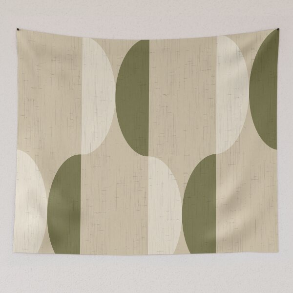 Item preview, Mid Century Modern Oval Tile – Cream Oatmeal Sage designed and sold by susycosta.