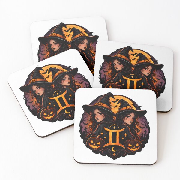 Item preview, Gothic Gemini Twin Witches Halloween Zodiac designed and sold by Zodiac Celestial Art.