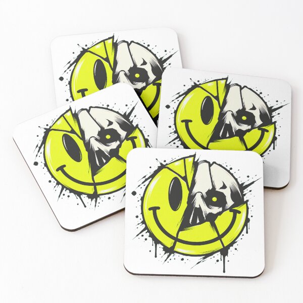 Item preview, Shattered Yellow Smiley Face Hidden Skull Art designed and sold by Munib302.