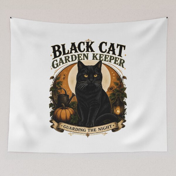 Item preview, Black Cat Garden Keeper Guarding the Night designed and sold by GiaoCalonas.