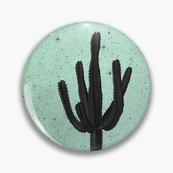 Item preview, Black Cactus Under a Turquoise Starry Sky - Retro Celestial Desert Art designed and sold by SpookyShadesLab.