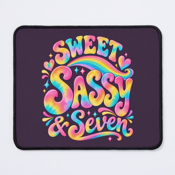 Item preview, Sweet Sassy and Seven Groovy Rainbow Birthday Typography designed and sold by AmiGraph.