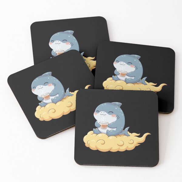 Item preview, Tea-Drinking Shark on a Flying Cloud designed and sold by Nature's Chibis.