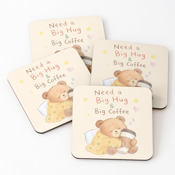 Item preview, Need a Big Hug & Big Coffee – Cute Sleepy Teddy Bear Coffee Lover Design designed and sold by ManggaeJM.