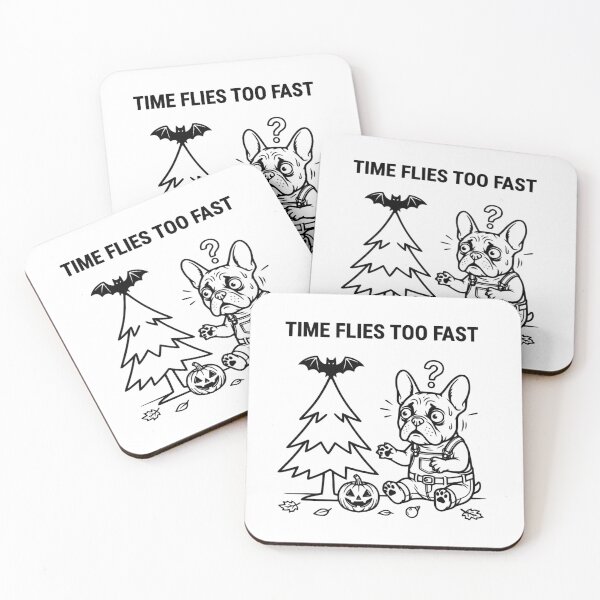 Item preview, Time Flies Too Fast Confused French Bulldog Christmas Halloween Meme designed and sold by The Bold Line Studio.