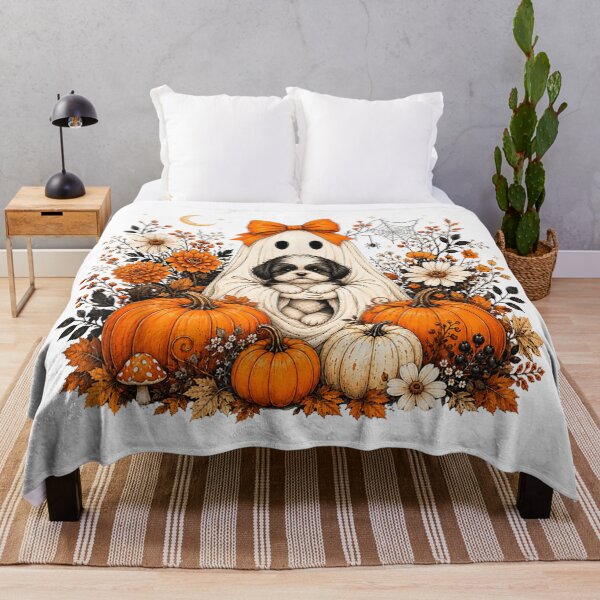 Item preview, Vintage Halloween Ghost Holding Shih Tzu Dog Retro Floral designed and sold by Phil Ben.