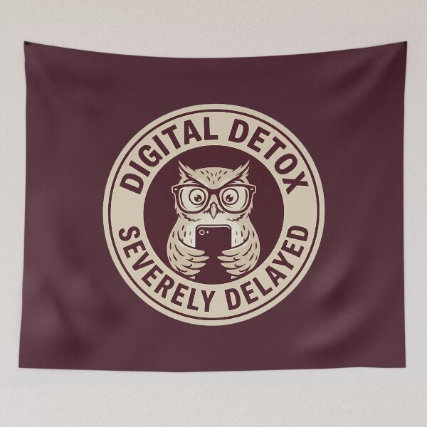 Item preview, Funny Owl Digital Detox Severely Delayed Badge designed and sold by DripCultureLab.