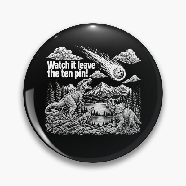 Item preview, Watch It Leave the Ten Pin Funny Dinosaur Bowling Extinction designed and sold by Rtcraftani.