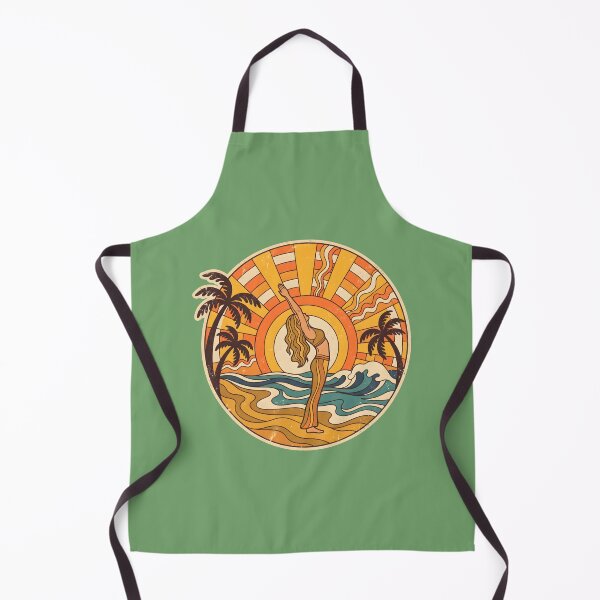 Item preview, Retro Sunset Yoga Beach Graphic – Vintage Sunset Stretch & Palm Trees Art designed and sold by MyHappyArtShop.