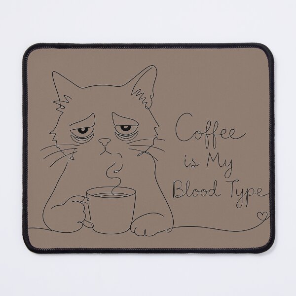 Item preview, Coffee Is My Blood Type – Grumpy Cat Coffee Lover Funny Line Art designed and sold by ManggaeJM.