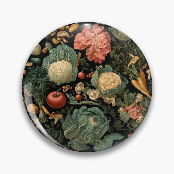 Item preview, Cabbage & Fresh Vegetables Vegetarian Food Retro Pattern designed and sold by SecretDicer.