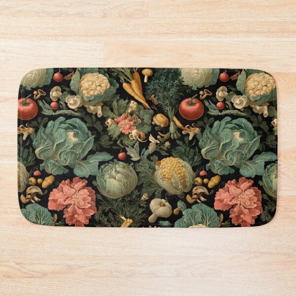 Item preview, Cabbage & Fresh Vegetables Vegetarian Food Retro Pattern designed and sold by SecretDicer.