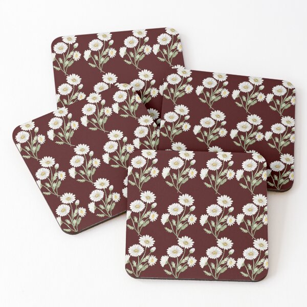 Item preview, Deep Red Wine & Wild Daisy Seamless Pattern Art designed and sold by ​Jyoti Digital Artist.