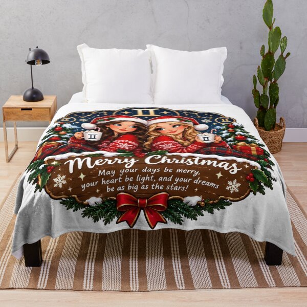 Item preview, Gemini Twins Cozy Merry Christmas Zodiac Gift designed and sold by Zodiac Celestial Art.