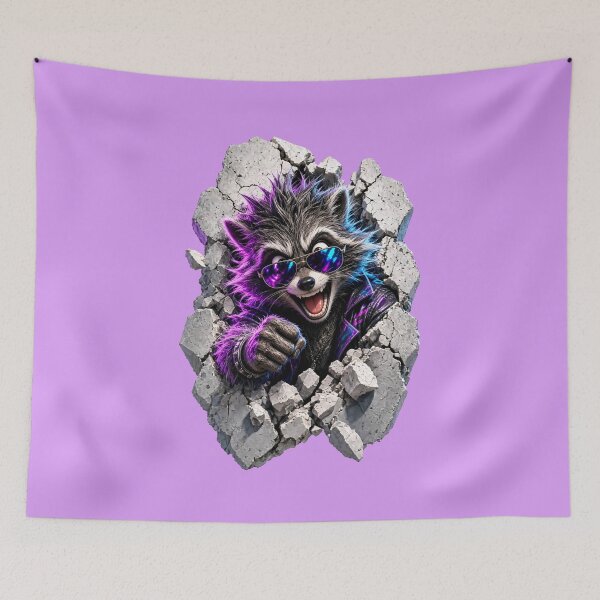 Item preview, Raccoon breaks through the wall designed and sold by design-rebell.