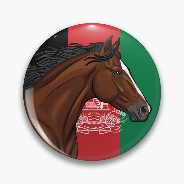 Item preview, The Afghan horse in front of the Afghan flag designed and sold by Cheval-de-coeur.