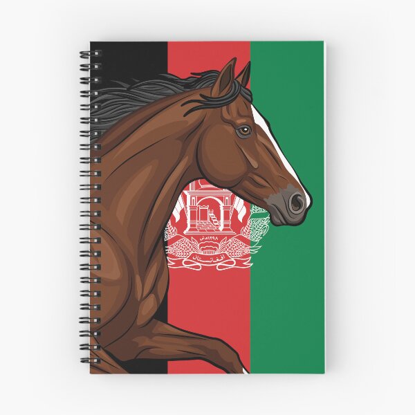 Item preview, The Afghan horse in front of the Afghan flag designed and sold by Cheval-de-coeur.