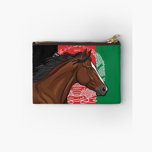 Item preview, The Afghan horse in front of the Afghan flag designed and sold by Cheval-de-coeur.