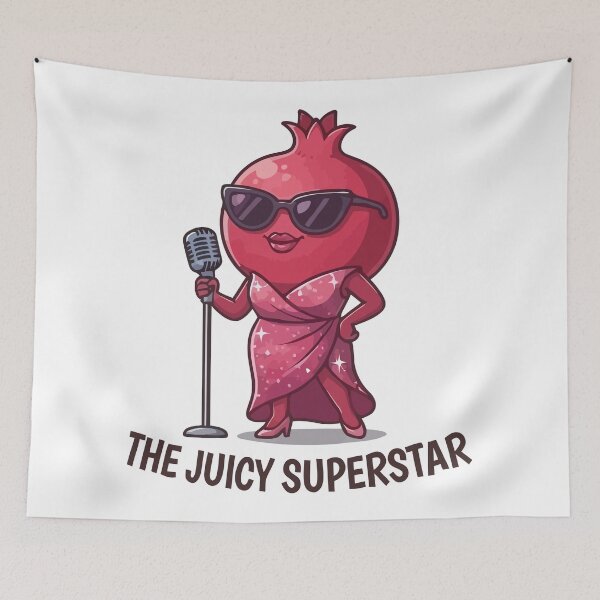 Item preview, The Juicy Superstar Pomegranate Singer Diva Fruit Art designed and sold by Amir Faysal.