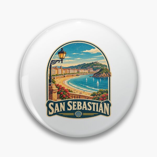 Item preview, Vintage San Sebastian Spain Travel Badge Poster & Gift designed and sold by Globalcitytees.