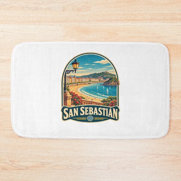 Item preview, Vintage San Sebastian Spain Travel Badge Poster & Gift designed and sold by Globalcitytees.
