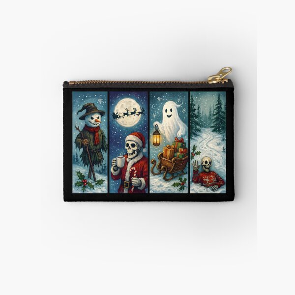 Item preview, Gothic Christmas Art Print, Spooky Skeleton Santa, Ghost & Snowman Winter Halloween designed and sold by SideKickCreates.