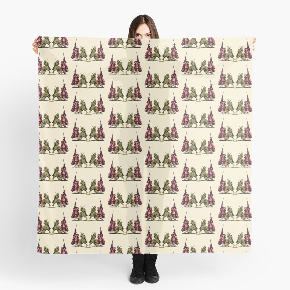 four noble knights on horseback with lance and sword Scarf