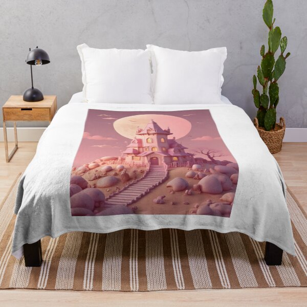 Item preview, Pastel Pink Haunted Castle Under the Moon designed and sold by ChromaLens.