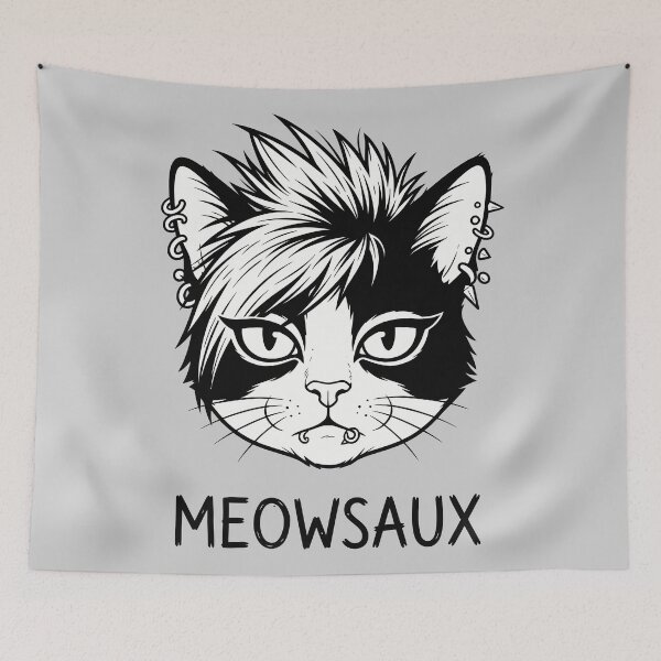 Item preview, Meowsaux Emo Punk Cat Pierced Goth Kitty Mascot designed and sold by Amir Faysal.