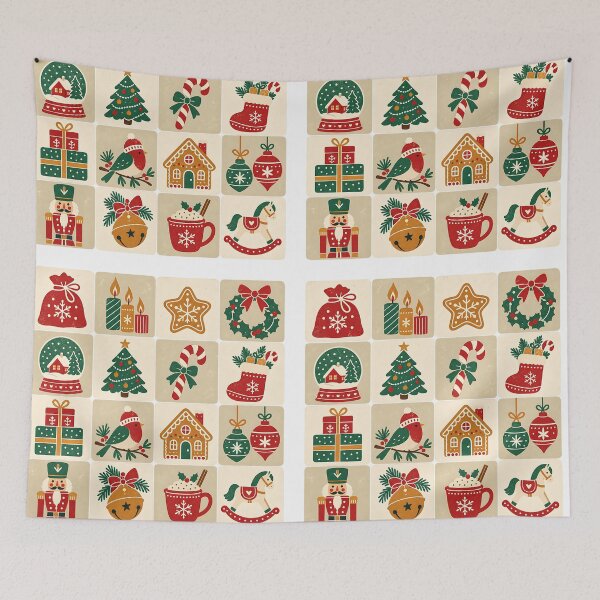 Item preview, Retro Christmas Icons Grid Holiday designed and sold by DesignArtist.ia.